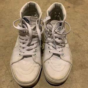 White canvas Sk8-hi Vans